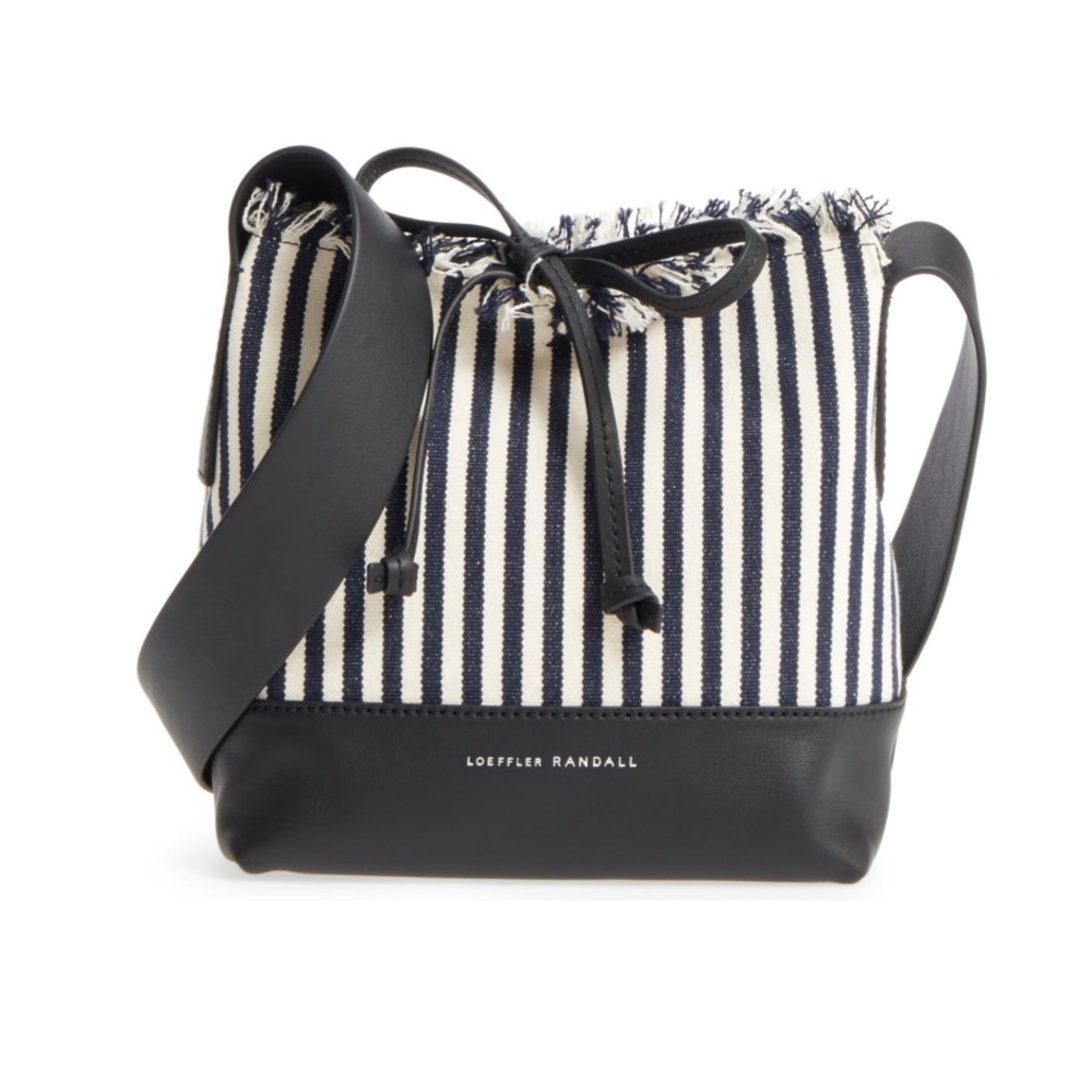 Loeffler Randall Navy Striped Bucket Bag